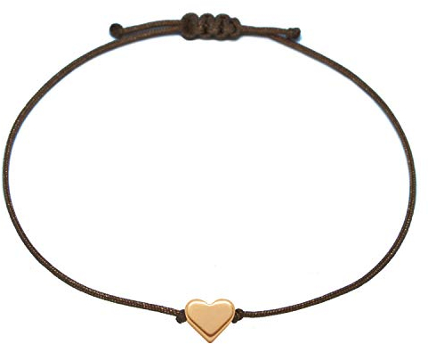 Selfmade Jewelry Armband Damen Roségold Herz Größenverstellbares Makramee Armbändchen Handmade Inkl. Geschenk-Verpackung