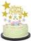 1 PCS Gold Birthday Cake Decoration Gold Happy Birthday Handmade Cake Topper and 12 PCS Pentacle Stars Cake Toppers Decoration for Party Decoration by Allazone