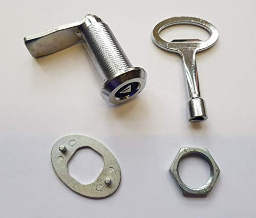 50mm Quarter Turn Spanner Lock Set with Lock, Fixing Plate, Nut and Triangle Spanner Key.