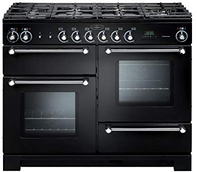 Rangemaster Kitchener KCH110NGFBL/C 110cm Gas Range Cooker - Black/Chrome 116690
