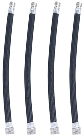 Presta Valve Air Chuck Bike Pump Presta Valve Universal Flexible Tire Valve Extenders Extension Recoil Air Hose Adapter, Clip-On Air Chuck w/Presta Valve Adapter & Flexible PU Hose for Air Compressor