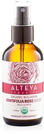 Acqua nebulizzata di rosa centifolia biologica Alteya da 120 ml - 100% acqua con fiori di rosa centifolia naturale autentica e pura, con certificazione USDA, distillata a vapore da Alteya Organics