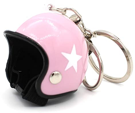 VmG-Store Motorrad Helm Retro Schlüsselanhänger mit funktionsfähigem Verschluss S133 (Rosa)