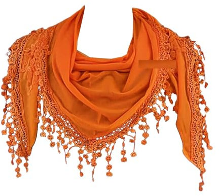 GFM Dreiecks-Schal mit Spitze und Quasten -Orange - (TRI-PLN-CRTNRG)