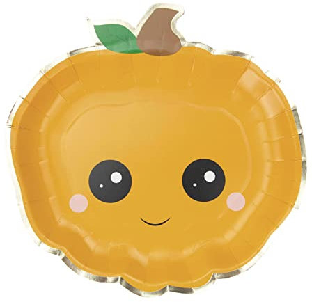 PARTYPRO 8 Assiettes en Carton Citrouille Sweety 23 cm - Orange - Taille Unique