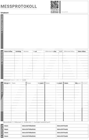 ALLEGRA Messprotokoll Musterprotoll Protokoll Muster Formular Trocknungsprotokoll Trocknung Wasserschaden A4 Block 25 Stk. für Trocknungsbetriebe Vorlage mit Durchschlag Selbstdurchschreibend