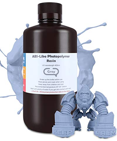 ELEGOO Upgraded ABS-Like 2.0 3D Printer Resin, Grey 1000g, High Toughness & Impact Resistance, Less Fragile Ideal for Industrial Components for LCD/MSLA 3D Printing