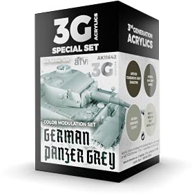AK Acrylics 3Gen AVF Set AK11642 MODULATION GERMAN PANZER GREY 3G (4 x 17 ml)