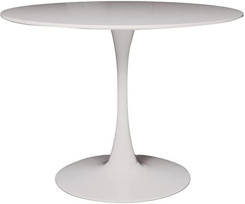 Dmora - Table ronde, Table basse pour salle à manger, 100x100h75 cm, Couleur Blanc