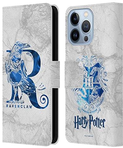 Head Case Designs Offizielle Harry Potter Ravenclaw Aguamenti Deathly Hallows IX Leder-Wallet-Hülle Kompatibel mit Apple iPhone 13 Pro