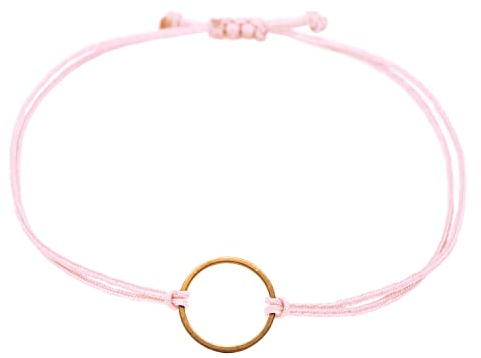Selfmade Jewelry Armband Damen Roségold Kreis Handgemachtes Makramee-Armbändchen Größenverstellbar Inkl. Geschenk-Verpackung (Rosegold - Rosa)