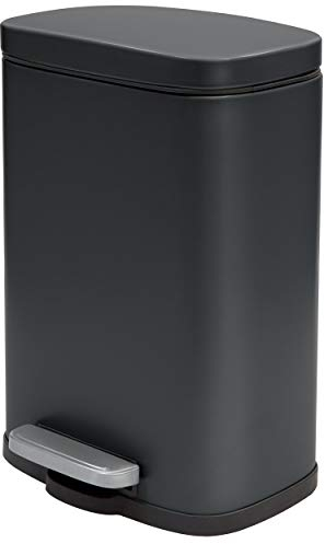 Spirella SP2702 Cubo de Basura de 12 litros Cocina, Cierre Suave, Interior de plástico, con Pedal, Color Negro