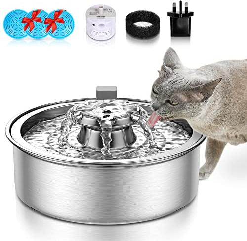 Deyooxi Stainless Steel Cat & Dog Water Dispenser - 2L, 3 Filters, Ultra-Quiet & Automatic