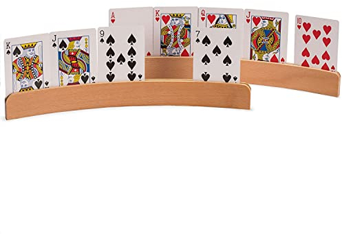 KangBaz 2 Stück Holz Freisprech Pokerhalter-Kinder Spielkartenständer-Senioren Kartenhalter,Für Jugend, ältere Menschen und Erwachsene