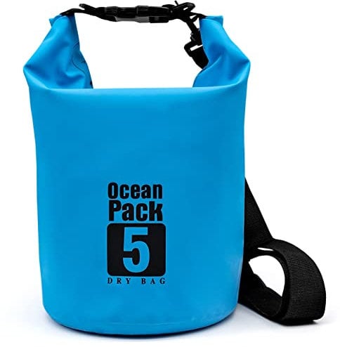 AMJKEJI Waterproof 5L Wet Bag with Double Shoulder Strap Backpack Lightweight Floating Dry Storage Compression Sacks Keep Dry Clean for Hiking, Camping, Swimming, Boating, Fishing