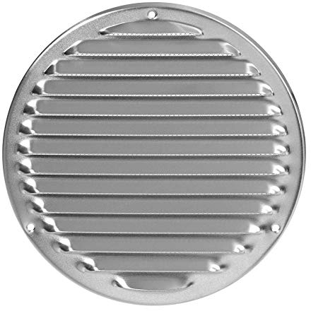 Grille d'aération en métal avec moustiquaire (ronde, Ø 160 mm, aluminium)