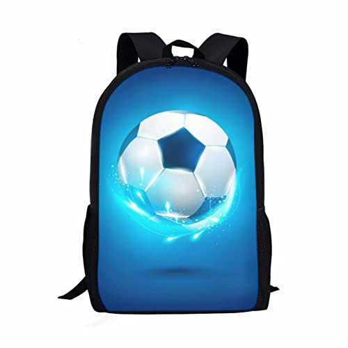 POLERO Softball-Rucksack für Jungen Mädchen Sport Ball Druck Schule Büchertasche 43,2 cm lässiger Tagesrucksack, Fußballblau, Einheitsgröße
