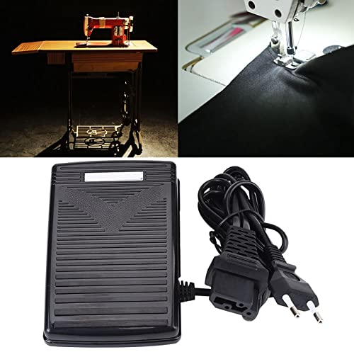 Yunxwd Nähmaschinen Fußanlasser, Nähmaschine Fußpedal Variable Speed Controller Universal EU Stecker 200-240V Nähmaschinen Fußschalter Pedal mit Netzkabel