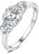 JewelryPalace Drei Stein Rundschliff 1.4ct Moissanite Ring Damen, Verlobungsringe Silber 925 Frauen, Hochzeitsring Damenring Simulierter Diamant Promise Ring, Mädchen Schmuck Silberring mit Stein 57