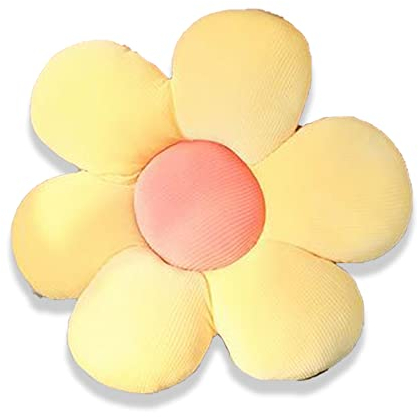 OUKEYI Blumenkissen, Blumenform, Wurfkissen, Gesäßkissen, Blumenbodenkissen, Sitzkissen, niedliche Raumdekoration und Plüschkissen für Schlafzimmer, Sofa, Stuhl, 45,7 cm (gelb)
