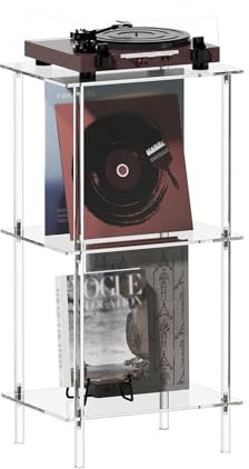 HMYHUM Acrylic Record Player Stand 3 Tier
