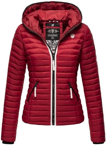 Navahoo Damen Jacke Steppjacke Übergangsjacke gesteppt Herbst Kapuze B811 [B811-Kim-Blood-Red-G.-Gr.XS]