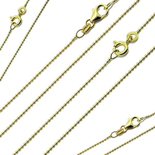 G & J Collier Kugelkette 1,00mm 38-60cm 333/8K 585/14K hochwertige Gelbgold Halskette (45 cm, Legierung: 333 / 8Karat)