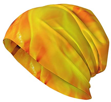 ANGYANG Totenkopfmütze Feuer und Flammen Strickmütze Polyester Sturmhaube Slouchy Beanie Mütze Laufmütze