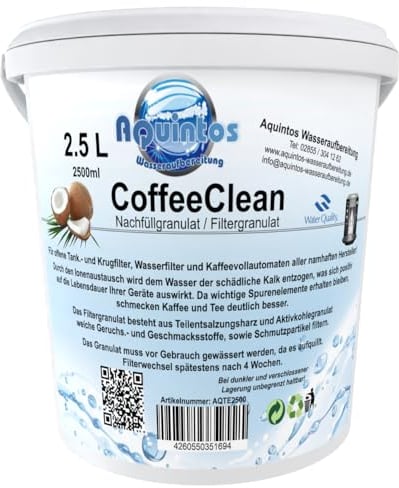 Nachfüllgranulat 2,5 L für Wasserfilter Tischkannenfilter Kaffeemaschinenfilter passend für Jura Delonghi Siemens BSH Bosch Britta Aquintos Wasseraufbereitung AQ-TE2500