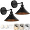 Bailoch Lot de 2 appliques murales sans fil vintage à piles industrielles sans fil alimentées par piles, applique murale d'intérieur avec télécommande pour chambre à coucher, ferme, galerie