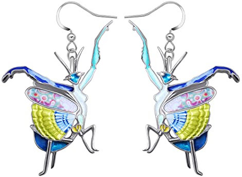 DALANE Emaille Legierung Neuheit Gottesanbeterin Ohrringe Baumeln Insekten Schmuck Charms Geschenke für Damen Mädchen (Blau)