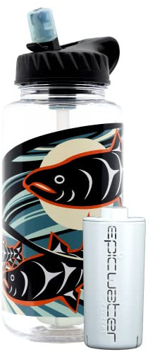 Epic Water Filters Nalgene OG Water Bottle with Filter, USA Made, BPA Free, Removes 99.99% Tap Water Contaminants, Forever Chemicals, LeClair Art, 32 oz