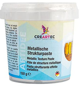 CREARTEC Metallische Strukturpaste - Hochpigmentierte, selbstklebende Spachtelmasse zum Verschönern von Objekten - silber glänzend - Füllmenge: 150g - Made in Germany