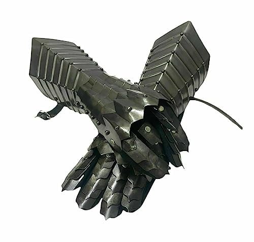 Mittelalterliche Rüstung Stulpen Historische Nazgul Arm Handschuhe Ritter Larp Krieger Stulpen Italienische Kreuzritter Arm Handschuhe Rollenspiel Kostüm, Schwarz , One size