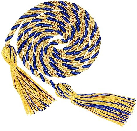 sourcing map Graduierung Ehre Kordel 67 mit Quaste Polyester Geflochtene Ehre Kordel Graduierung Seile für Abschlussparty Zeremonien Abschlüsse Gold/Blau