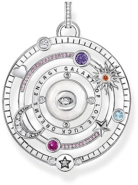THOMAS SABO Kettenanhänger Halbkugel mit Auge bunte Steine Silber geschwärzt 925 Sterlingsilber, Geschwärzt, Kaltemail
