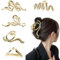 PEALOVCOM 5 Stück Große Haarklammern Gold Metall Haarspangen Damen Haarkrallen Clips Haarclips für Mädchen Haar-Accessoires Rutschfeste Klaue Clips für Dickes Dünnes Langes Haar