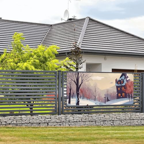 Winterlandschaft Druck Party Banner Lustig Weihnachten Banner Geburtstag Banner Hintergrund Groß Outdoor Banner Fotografie Hintergrund Xmas Party Dekor für Garten Urlaub Party Supplies