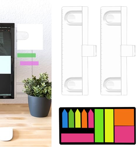 Keenjorika Multifunktionaler Monitor-Dokumentenhalter, transparente Acryltafel mit Clips, Schreibtisch-Nachrichtenbrett für Büro mit Haftnotizen, 2 Stück