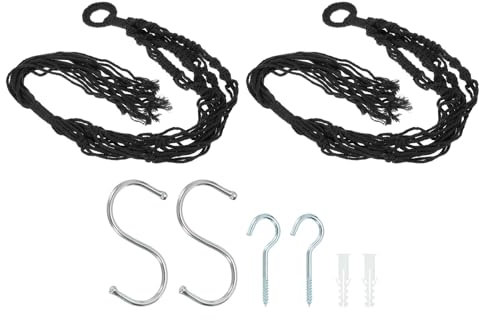 PATIKIL Macramé Colgante Maceta 2 Paquete 31 Mano Hecho Colgante Plantas Soportes Flores Maceta Percha Flores Maceta Percha para Interior Exterior Decoración Negro