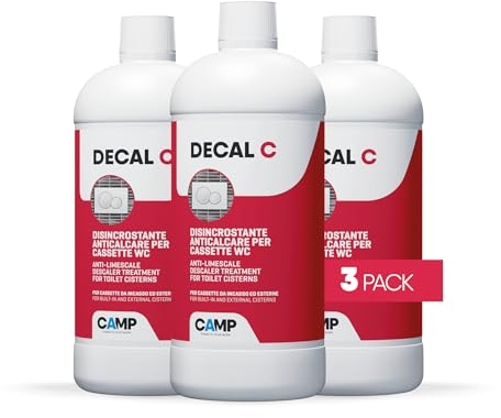 CAMP DECAL-C, Disincrostante anticalcare professionale per cassette wc da incasso o esterne, Ad alta concentrazione, 3x1L