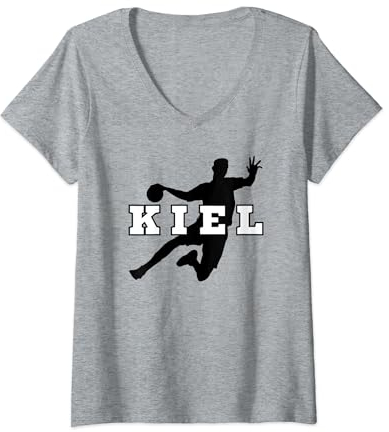Kiel Handball Mannschaft Verein Fan Schleswig-Holstein weiss T-Shirt mit V-Ausschnitt