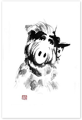 Alf Poster von Péchane 40 x 60 cm Schwarz-Weiß Wandbilder Wanddeko