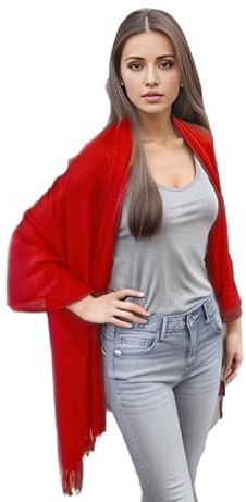 Sommerschal Damen Kaschmirschal extra dünn Halstuch Stola 200x70 rot Umschlagtuch elegant für Sommer Saison Casual Business Style Hochzeit Geschenk für Sie (Rot)