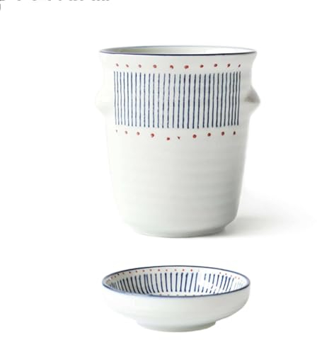 TYMYYS Escurridor De Cubiertos De Cerámica Japonesa Para Palillos, Rejilla De Drenaje, Cubiertos Con Mango, Soporte Para Palillos Para Cocina-tiras azules-Desagüe