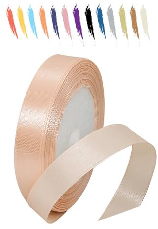 MORAINJAY 15mm Cinta de Satén Bien,23M Cinta Regalo Rosa Champán para Envolver Regalos,Cinta de Lazo,Globos,Cinta de Ramo,Cinta de Cumpleaños Regalo,Cinta de Raso para Vestidos de Bodas Decoración