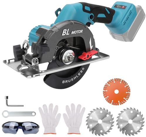 WingFly Mini Sierra Circular Inalámbrica para Makita 18 V Batería, Sierra Circular de Mano con 3 Hojas de Sierra, Puede Cortar Diagonalmente 6000 rpm, Sierra Multifunción para Carpintería