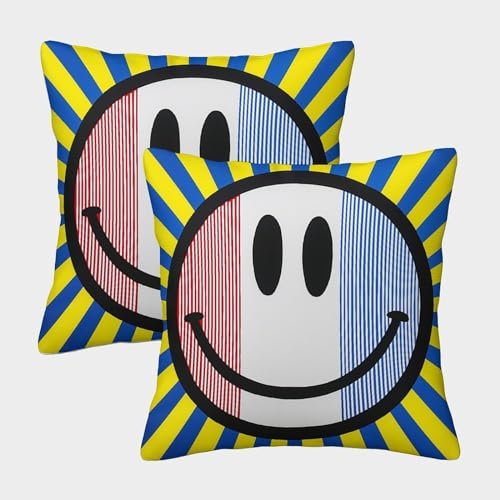Smiley Face Skizze Bunt Gedruckt Bequemes Kissen Throw Kissenbezug Für Bett Stuhl Art Deco Modern Geschenk Wurf 45x45cm,Packung Mit 2
