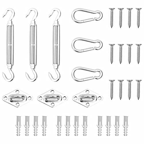 Homgoday Sonnensegel für den Außenbereich, Set Zubehör für Sonnensegel, 9 Stück, aus Edelstahl, Markise für Garten, Balkon, Sonnensegel für den Außenbereich, Seitenmarkise für Terrasse, Modell 310246