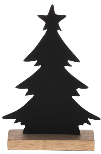 EGLO LIVING Deko Baum Baliguian, Weihnachtsdeko Wohnzimmer, Tischdeko Weihnachten aus Holz in Natur und Metall in Schwarz, Adventsdeko Fensterbank, 22 x 15 cm
